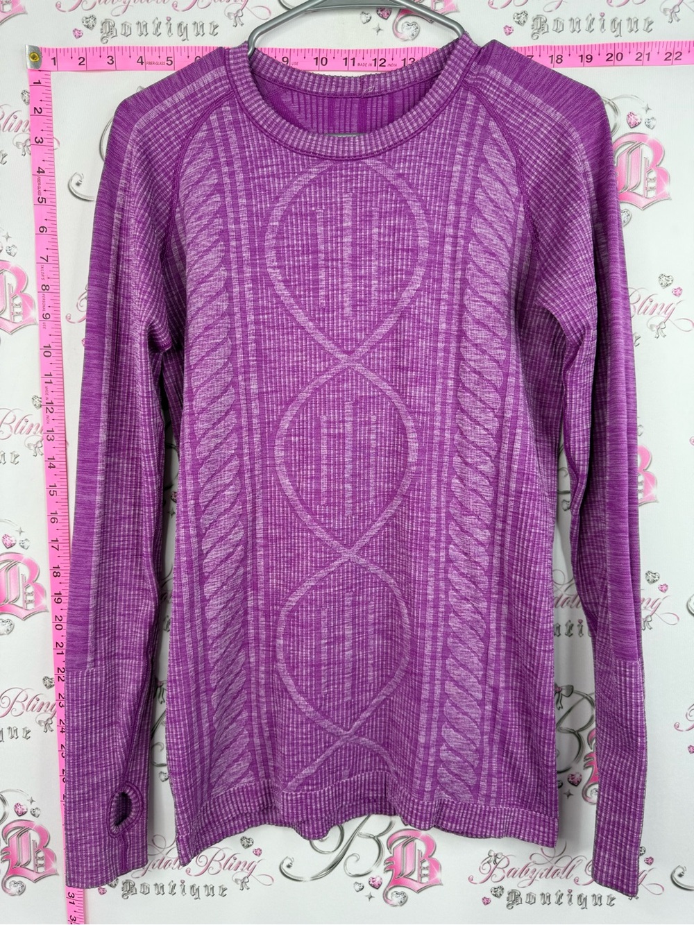 lululemon athletica shirt rare Purple Cable-Knit Long Sleeve Tee
